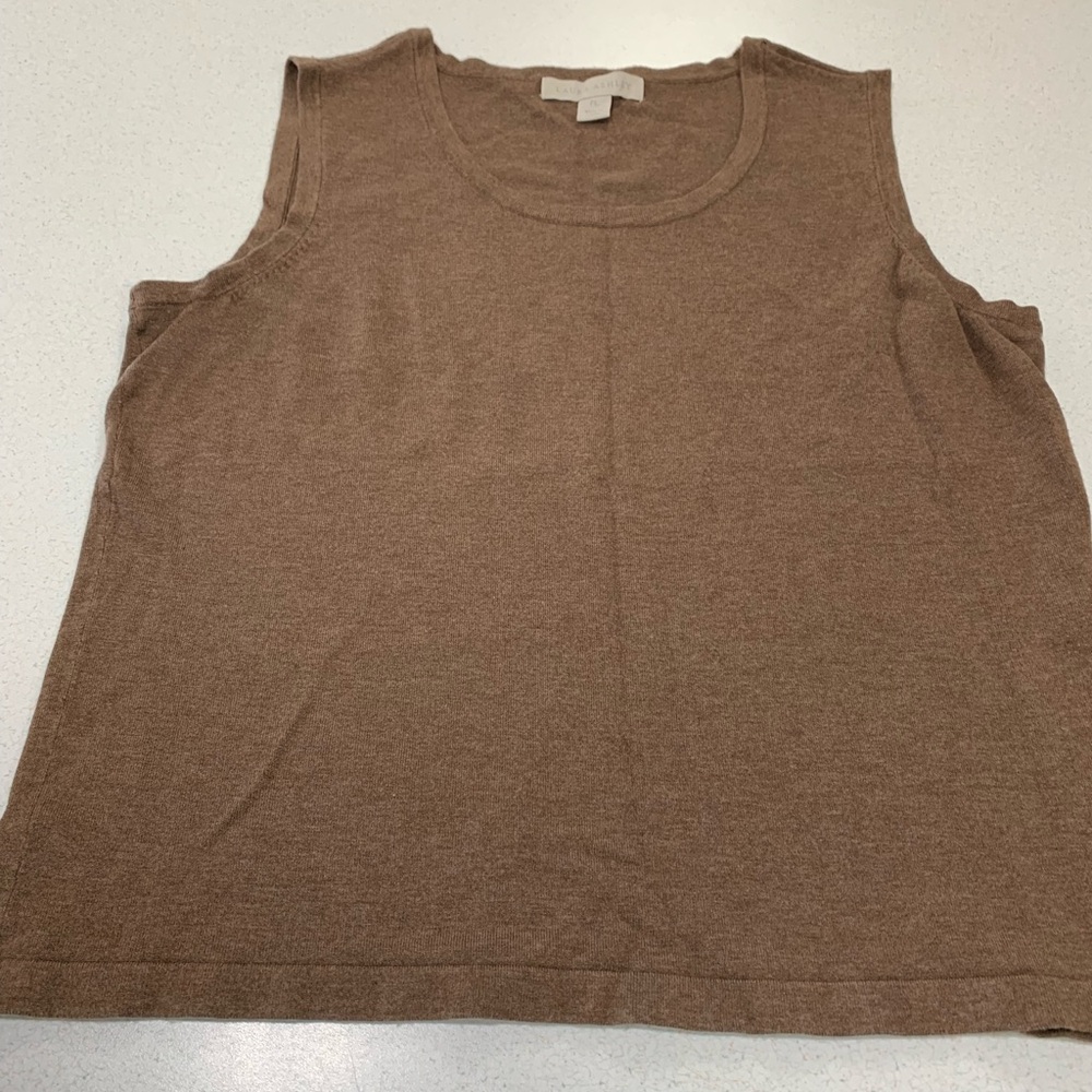 Laura Ashley Petite Milk Chocolate Brown Tank Top Sleeveless Tee Women’s Top